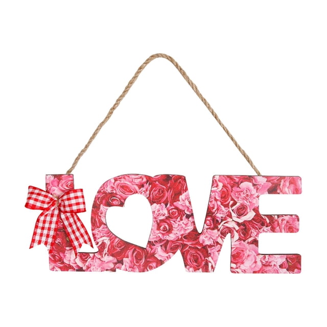 Letrero de madera colgante para puerta, decoración creativa para San Valentín y aniversario. Rosa