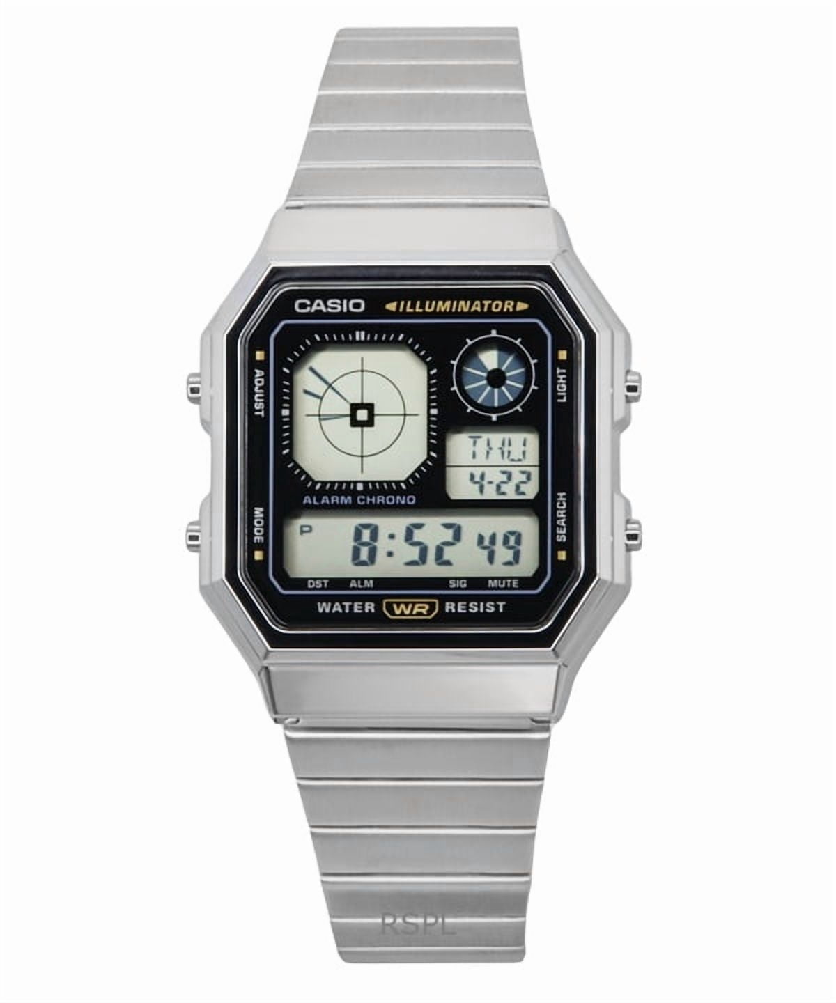 Casio, Unisex Digital Watch, A168WEMB-1B, Black stainless steel