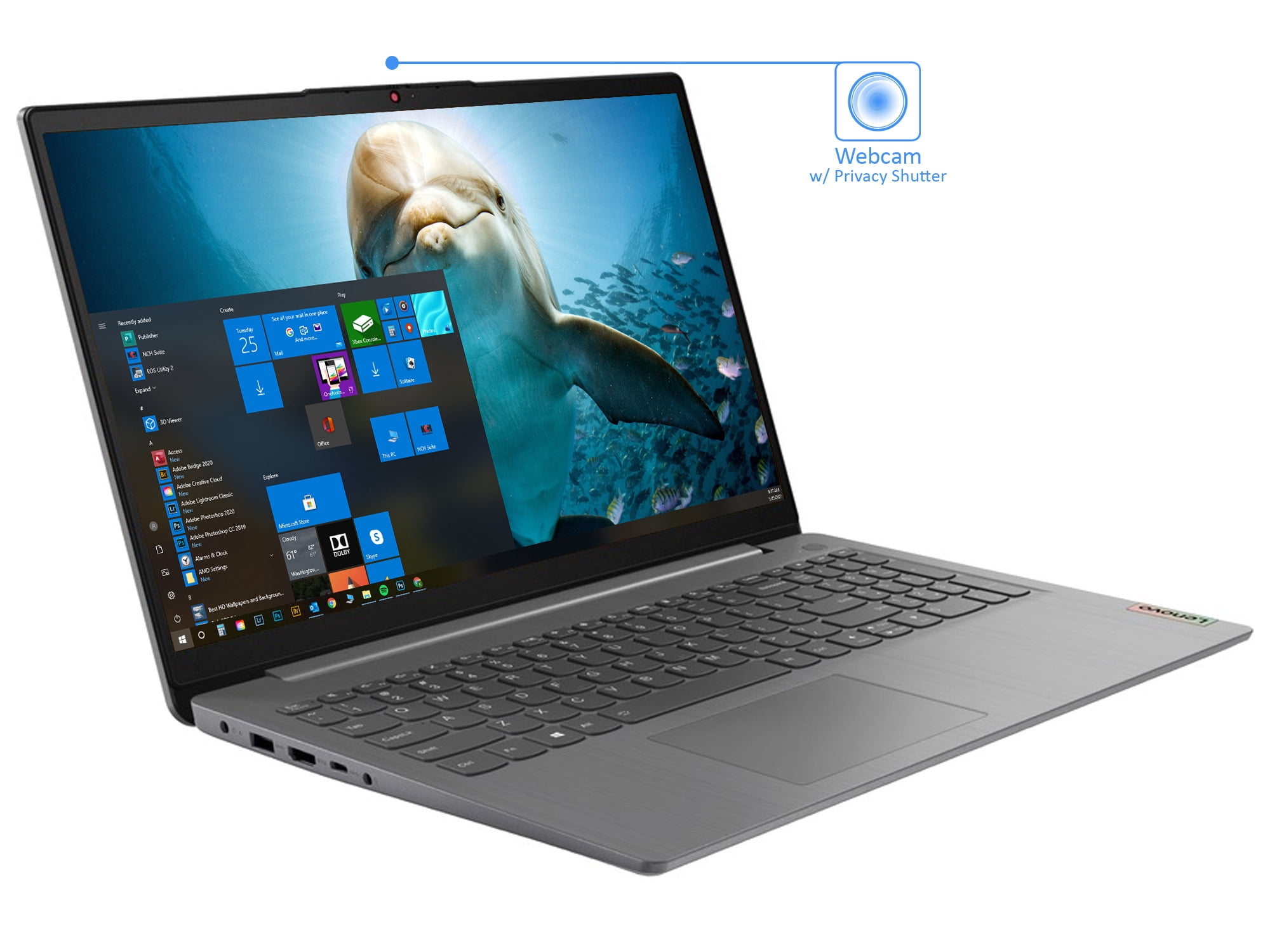 Lenovo IdeaPad 3i Laptop, 15.6" FHD Display, Intel Pentium Gold 7505 Upto 3.5GHz, 4GB RAM, 128GB NVMe SSD, HDMI, Card Reader, Wi-Fi, Bluetooth, Windows 11 Home S (82H801GGUS)