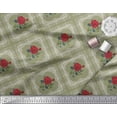 thumbnail image 2 of Soimoi Satin Silk Fabric Check,Leaves & Rose Floral Print Fabric by Yard 42 Inch Wide, 2 of 3