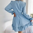 thumbnail image 6 of OSOLU Women Loose Fitted Ribbed Knitted Flanged Casual V-Neck Solid Color Closed Waist Dress Fashionable Sundress Dresses For Women 2025 Elegant Classy, 6 of 6