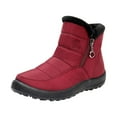 thumbnail image 2 of Wavsuf Winter Boots for Women Wide Short Ankle-High Waterproof Chunky with Zipper Slip Resistant Red Shoes Size 38, 2 of 4