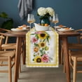 thumbnail image 2 of Sunflower Table Runner - 72 Inch Long, Kitchen Dining Table Runner Dresser Scarves, Pink Yellow Floral Elegant Pastoral Checkered Farmhouse Decor for Coffee Tables Wedding Party Banquet, 2 of 8