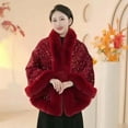 thumbnail image 3 of Wancir Poncho Shawl Wrap Winter Faux Fur Cape Cloak Coat with Faux Fur Trim Sleeveless Cardigan for Party, 3 of 3