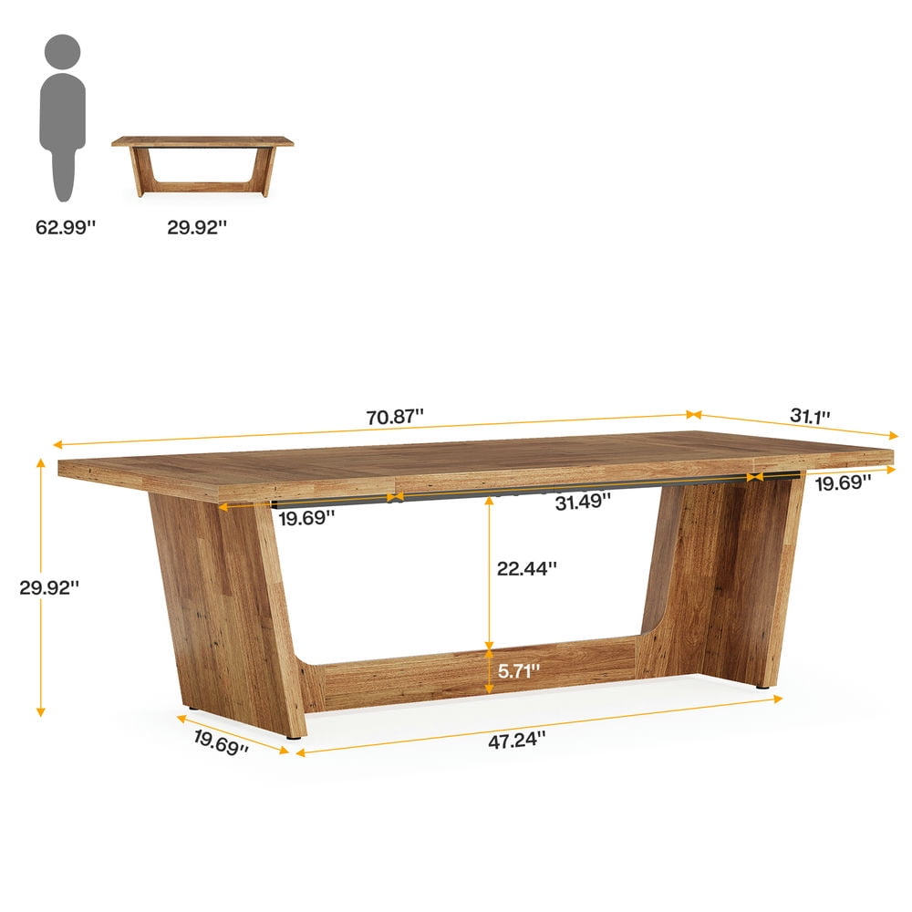 Resenkos Study Writing Desk, Computer Desk,70.8-Inch Executive Desk, Wood Study Computer Desk Writing Table,Walnut