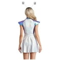 thumbnail image 2 of TiaoBug Womens Space Alien Cosplay Costume Outer Space Cutie Metallic Cap Slevee Dress with Hairhoop Blue 4XL, 2 of 7