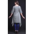 thumbnail image 3 of Bimba Kurti Asymétrique Bleu Ikat Shibori Imprimé pour Femmes Robe d'Été Indienne Tunique Petit, 3 of 6
