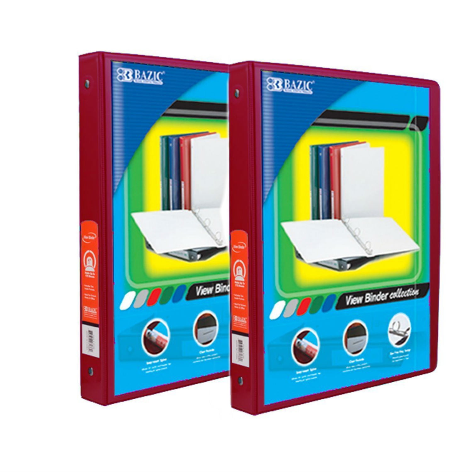BAZIC 1/2 Inch 3Ring View Binder with 2Pockets (Case pack of 24