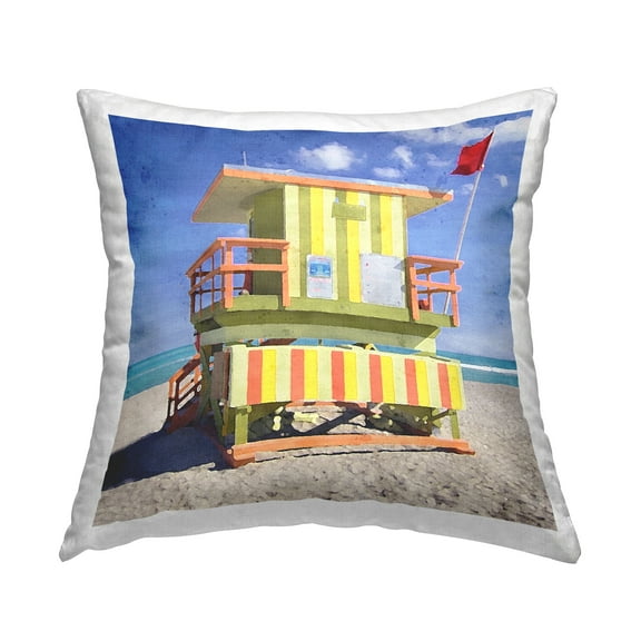 Stupell Industries Beach Shack on Shore Square Decorative Printed Throw Pillow, 18 x 18