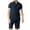 Navy Blue, variant on YYDGH 2 Piece Sets for Men Hippie Beach Tops and Pants Cotton Linen T Shirt Stand Collar Henley Shirts Funky V Neck Shirt and Shorts