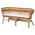 thumbnail image 4 of Pemberly Row Contemporary 3-Piece Wood & Rattan Dining Nook Set in Brown, 4 of 11