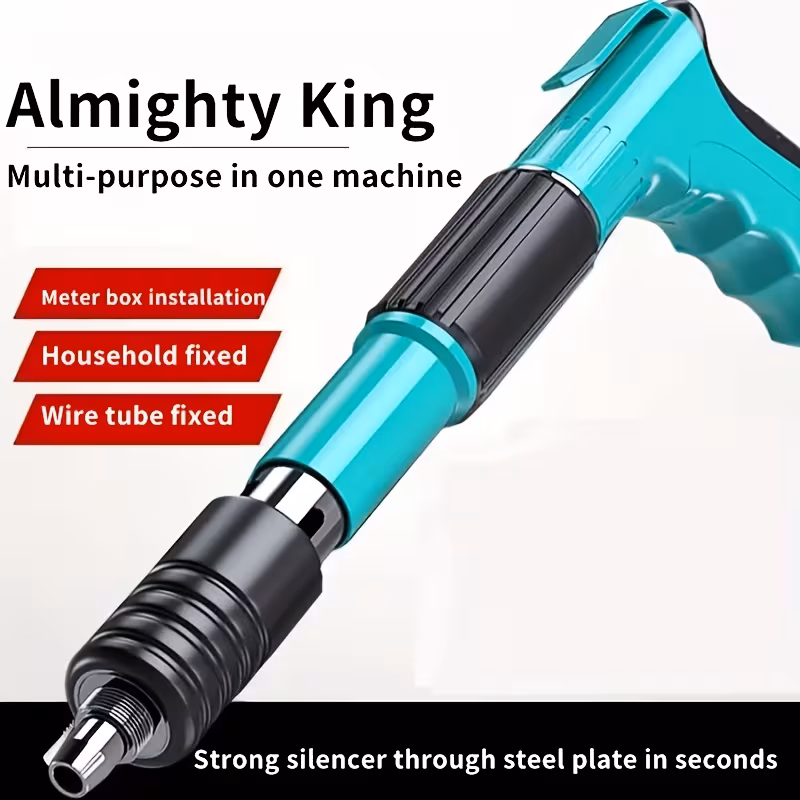 Adjustable Concrete Wall Nail Gun, 5-Speed Manual Nailer with Built-in Air Gun for Woodwork and Decoration