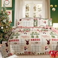 thumbnail image 2 of Green Essen Christmas Quilts Sets Queen/Full Size Reversible Rustic Lodge Deer Bedding Set Snowman Bedspread Lightweight Elk Coverlet Bed Decor, 2 of 9