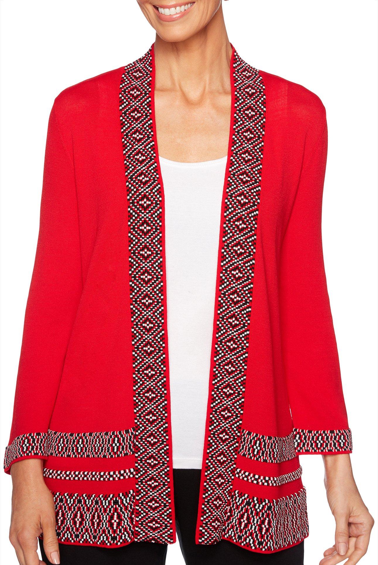 petite red cardigan