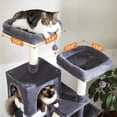 thumbnail image 4 of Pefilos 70" Cat Tree Tower for Indoor Cats, Multi-Level Cat Tree House Cat Scratching Post with 2 Perches, 2 Cat Condos, Hammock and 2 Pompoms, Dark Gray, 4 of 7