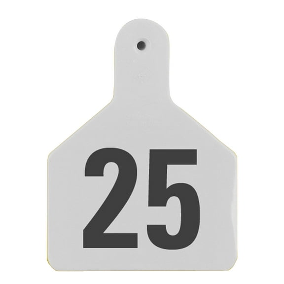 Z Tags Calf, Numbered (25) Color: White Number: 51-75