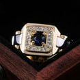 thumbnail image 3 of Opolski Luxury Men Faux Sapphire Inlaid Finger Ring Wedding Jewelry Valentines Day Gift, 3 of 6