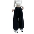 thumbnail image 2 of SAYOO Women Corduroy Harem Pants Casual Solid Color Loose Elastic Drawstring High Waist Wide Leg Trouser Streetwear, 2 of 8