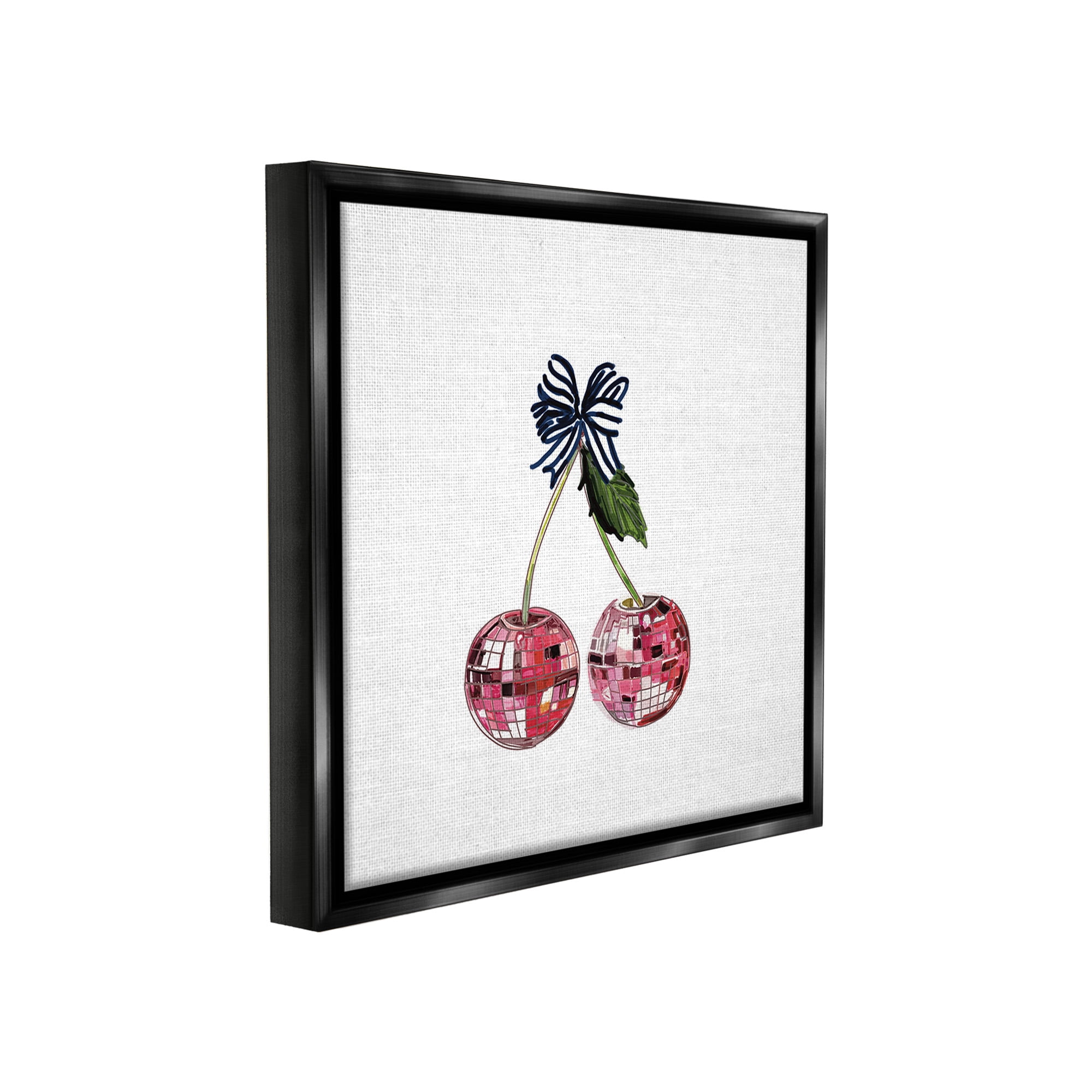 Stupell Industries Disco Ball Cherries Food & Beverage Painting Black Floater Framed Canvas Art Print Wall Art, 18 x 18