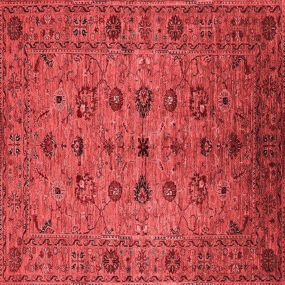 Ahgly Company Indoor Square Oriental Red Industrial Area Rugs, 3' Square