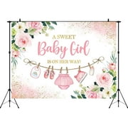 Cute Clothes Baby Shower Backdrop for Girls a Sweet Baby Girl is on The Way Newborn Kids Pink Floral Gold Dots Baby Shower Party Decorations Banner Supplies Photo Booth Props