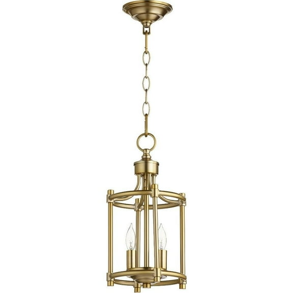 Palmerston Broadway 2 Light Entry Pendant in Bailey Street Home Home Collection Style 8 inches Wide By 16 inches High-Aged Brass Finish Bailey Street
