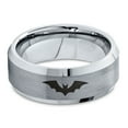 thumbnail image 2 of Tungsten Bat Spread Wings Band Ring 8mm Men Women Comfort Fit Gray Step Bevel Edge Brushed Polished, 2 of 4