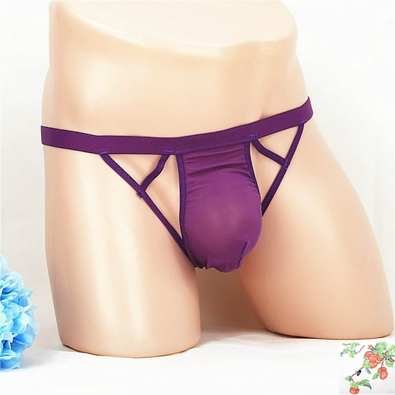 Jwputqe Mensg Strings and Thongs,Thongs For Men,Mens ThongsBreathable,Cooling,Solid,Low Waist,Polyester,Cotton,Purple,One Size