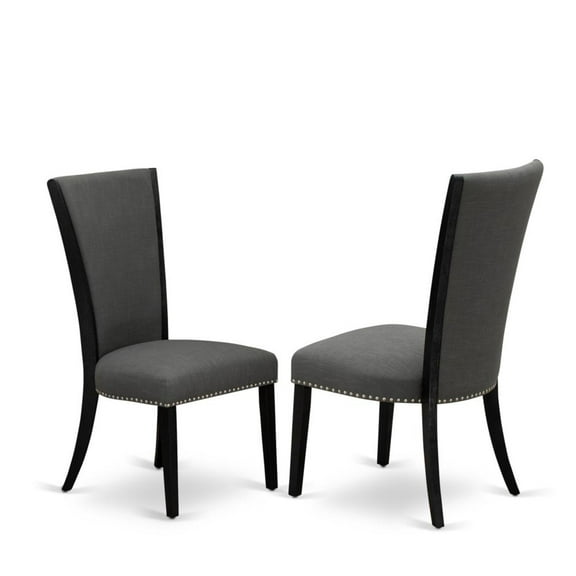 East West Furniture Verona 39" Fabric Dining Chairs in Black/Gray (Set of 2)