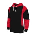 thumbnail image 4 of WTOBBY Men's Patchwork Color Block Hoodie, Long Sleeve Casual Pullover Sweatshirt, Artistic Street Style Design,Wine 3XL, 4 of 5
