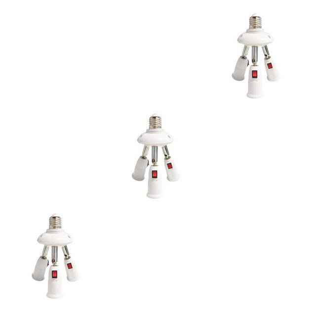 braveheart E27 Lamp Base Bulb Splitter Light Adapter Replacement Improvement Plastic Extension Lighting Holder Accessory Workshop 3 in 1 3Set