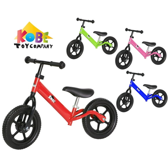 KOBE Vélo de Course Steel Balance - Léger Sans Pédales - Vélo d'Entraînement Parfait pour les Tout-Petits et les Enfants - Rouge