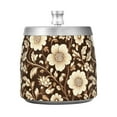 thumbnail image 7 of Yayeee Ashtray with Lid for Cigarette Smokeless Stainless Steel Home Ash Holder, Brown Floral, 7 of 7