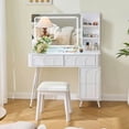 thumbnail image 6 of Kadyn Makeup Dressing Table Set, Vanity Set,Modern Makeup Vanity Desk with LED Lights & Mirror, 4 Drawer Dressing Table Set with Stool, White, 6 of 9