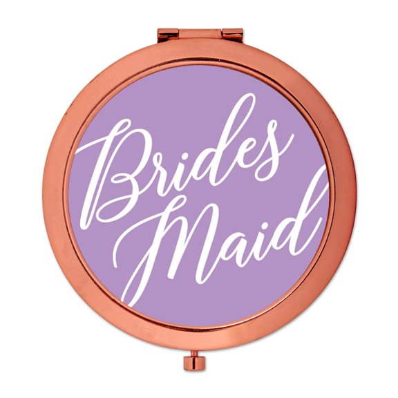 Koyal Wholesale Rose Gold Compact Mirror Bridesmaid Wedding Gift, Lavender, 1-Pack