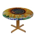thumbnail image 3 of WYYP Sunflower Round Tablecloth Outdoor Fitted 100% Polyester Fiber Tablecloth Sunflower White, 3 of 8