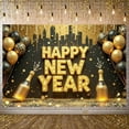 thumbnail image 6 of Gold Theme Happy New Year Banner Glitter Design New Year Banner Black Background Shiny Letters Celebration Banner for New Year Party Holiday Celebration Indoor Decoration, 6 of 9