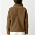 thumbnail image 6 of Hurxie Women’s Quarter Zip Fleece Pullover Fuzzy Sherpa Jacket Half Zip Mockneck Sweatshirt Jacket,Long Sleeve Cozy Layering Tops,Fuzzy Outfits, 6 of 7