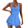 thumbnail image 2 of Amvlyk Jumpsuits for Women Summer Sleeveless Spaghetti Strap Crisscross Short Rompers Comfortable Workout Suspender Shorts Casual Yoga Overalls Pant with Pockets for Trendy Beach Vacation Outfits, 2 of 5