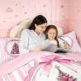 thumbnail image 5 of Manfei Festive Christmas Tree 7-Piece King Bedding,Cute Bow Stripes King Bed in a Bag,Pink White,Pink Reversible, 5 of 6