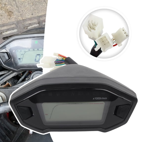 Motorcycle Digital Speedometer Tachometer Dashboard Panel with LCD Display 10000RPM for 2-4 Cylinders