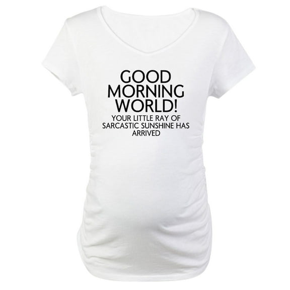 CafePress - Good Morning World Maternity T Shirt - Cotton Maternity T-shirt, Cute & Funny Pregnancy Tee