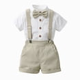thumbnail image 2 of Farysays Baby Boy Formal Short Set Toddler Summer Gentleman Outfit Kid Short Sleeve Bowtie Shirt Suspender Shorts Suit, 2 of 4