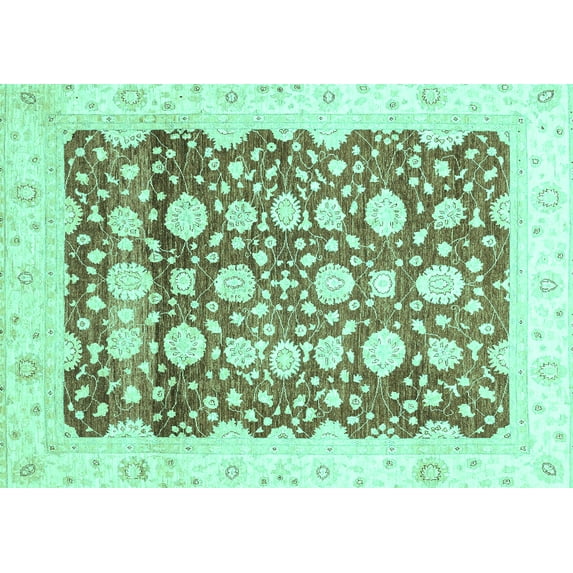 Ahgly Company Indoor Rectangle Oriental Turquoise Blue Traditional Area Rugs, 3' x 5'