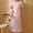 Pink, variant on QUINDOS Cotton Pajamas for Women Long Midi Nightgowns for Women Long Sleeve Button Sleep Dress Casual Solid Ruffle Sleepwear Night Dress