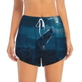 thumbnail image 4 of Lsque Lonely Night Wolf Printed Women's Running Shorts with Liner Pockets,Elastic Quick Dry Workout Athletic Gym Yoga Shorts,Womens High Waist Shorts-XX-Large, 4 of 9