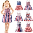 thumbnail image 2 of OAVQHLG3B Toddler Kids Baby Girls Dress Beach Dresses Casual Sleeveless American Flag Princess Sundress Summer Dress, 2 of 8