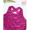 thumbnail image 7 of Aiihoo Kids Girls Gymnastic Ballet Leotard Sleeveless Sparkly Sequins Dress Modern Dance Jazz Dancewear Rose 6, 7 of 7