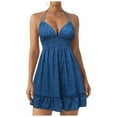 thumbnail image 1 of Vestido boho sin mangas con estampado floral y cuello en V para mujer: prenda ligera y transpirable para la playa y el verano informal, tallas S-XL, 1 of 8