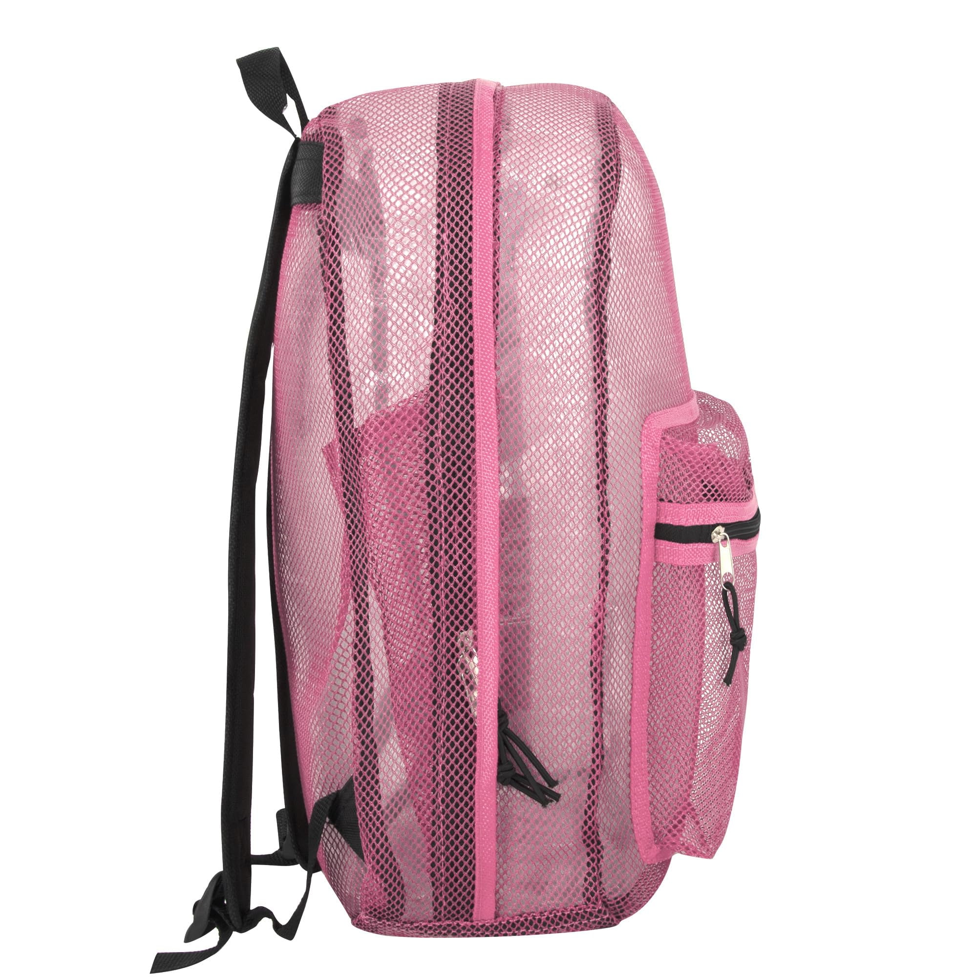 Large Mesh See-Through Backpack - Pink, Lightweight